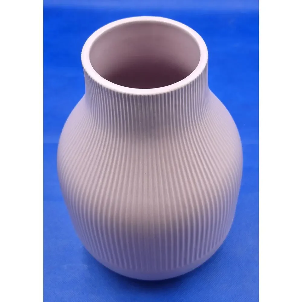IKEA Gradvis Matte Pink Blush Ribbed Ceramic Vase 9.25